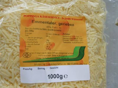 D Emmentaler 1Kg gerieben